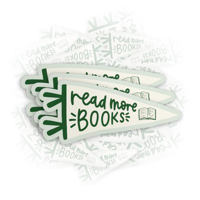 (3Pcs) Read More Books Pennant Stickers Cute Kindle Sicker 3" Book Lover Bookish Funny Pennant Flag Sticker Waterproof Die-Cut Vinyl Sticker for Kindle Laptop Water Bottle Funny Gifts 3 Inches