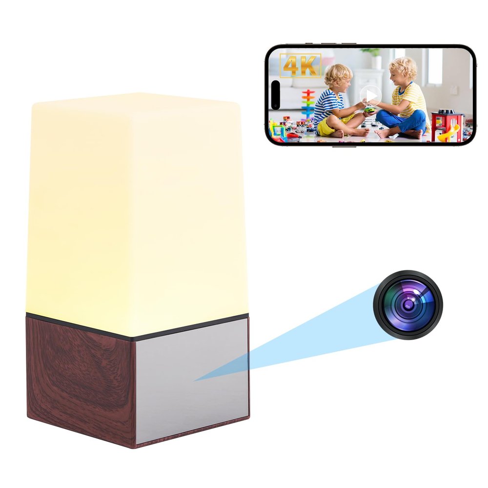 Yuehetian Hidden Camera Spy Camera Night Light, Nanny Cam Hidden Camera with HD 4K Video, Night Vision, Motion Detection, Adjustable Light Color, Hidden Security Camera Indoor for Home