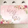 15x10ft Miss to Mrs Backdrop Rose Gold Glitter Wedding Photography Background Pink Flowers Green Leaves Decorations Banner Bridal Shower Bride to Be Engagement Party Photo Booth Props view 1