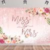 15x10ft Miss to Mrs Backdrop Rose Gold Glitter Wedding Photography Background Pink Flowers Green Leaves Decorations Banner Bridal Shower Bride to Be Engagement Party Photo Booth Props view 2