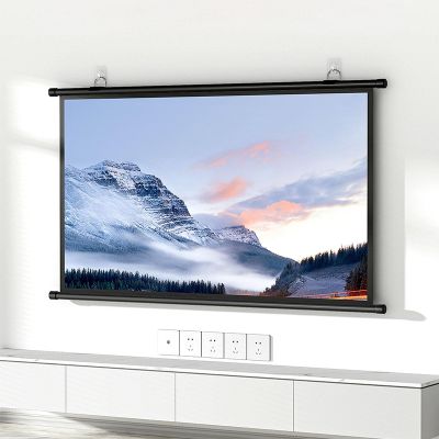 MBBTAG Portable Projector Screen, Projector Screen Outdoor, Does not Take up Space, Pull Down Projector Screen, Wall-mounted, Suitable for Projection, Business Meeting, Classroom, Wedding(White,71x145