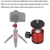 Gavigain Tripod Ball Head, Metal Ball Head Camera Tripod Head Universal 360 Rotating Hot Shoe Mount for Tripod, Monopod, DSLR, SLR, Camera (Red) view 3