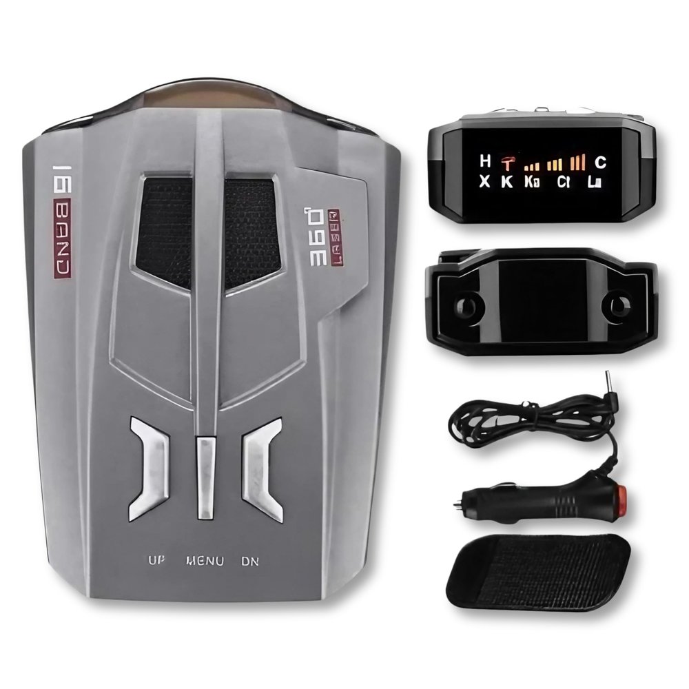 KF Premium V9 16-Band 360 Car Trucker Laser Radar Detector with Speed & Voice Alert Warning System for Anti-Speed Trap, Red-Light Cameras, and Full Road Coverage