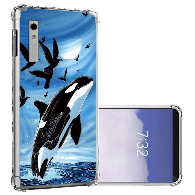 Tudguiloae for Boox Palma Clear Case (Killer whales seabirds) with Corner Bumpers - 6.13 inch Glitter E-Reader Clear Case Slim Lightweight Scratch-Proof Soft for Boox Palma Clear Cover for Women Girls