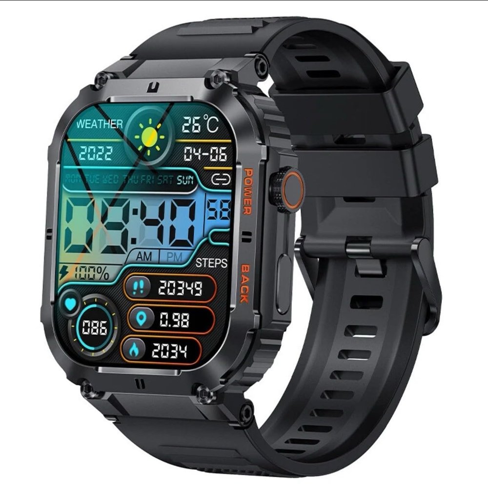 SGNICS Smart Watch for TCL 40 T Military Smart Watch for Men (Answer/Make Call), 1.85in HD Tactical Sports Rugged Smartwatch, Fitness Tracker Watch for Android/iOS Phones - Black
