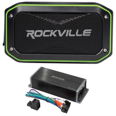 Audiosavings Bundle: Kicker 300w 4-Channel Motorcycle Amplifier ATV/UTV KPX3004 Bundle with Rockville Rock Anywhere Waterproof Portable Bluetooth Speaker+TWS Stereo Linking (2 Items)