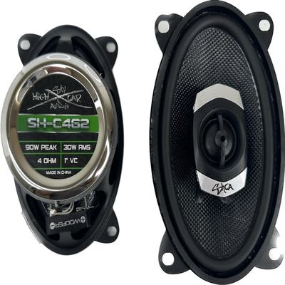 Sky High Car Audio SHCA - C462 4x6 2-Way Coaxial Speakers (Pair) with Glass Fiber Cone and Pivoting Tweeter