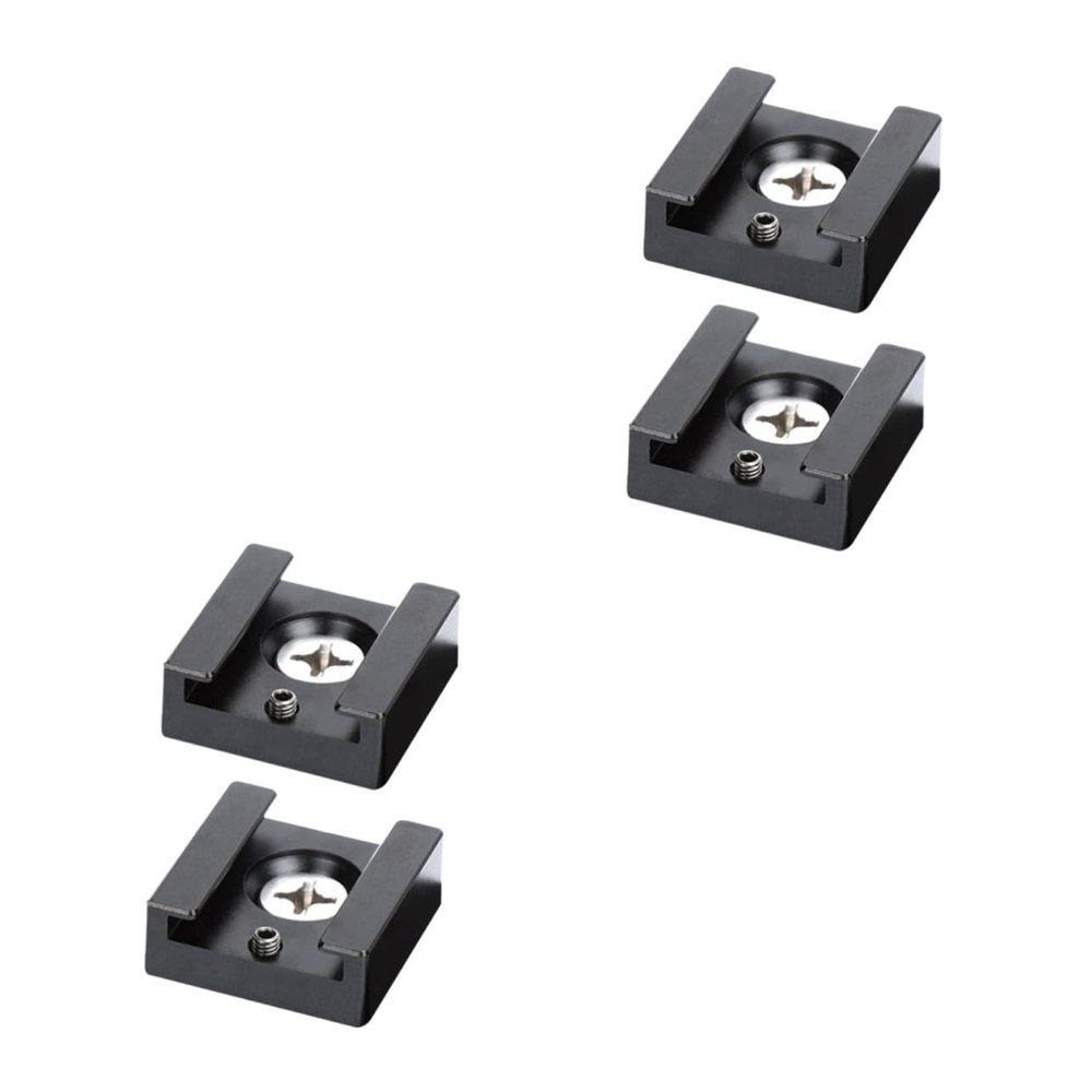 OSALADI 4pcs Cold Shoe Mount Adapter Flash Bracket for Camera Accessories Quick Release Stand for Led Lights Monitors and Microphones Black