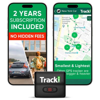 Tracki GPS Tracker for Vehicles  Real-Time 4G LTE Assets & Car Tracking Device with App, Magnetic Mount, Compact Design, Worldwide Coverage  iOS & Android(Tracker 2 Years Subscription Incl.)
