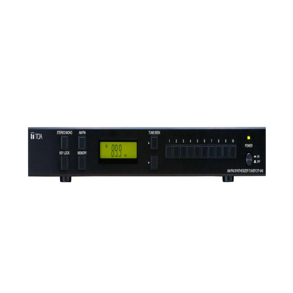 TOA Electronics DT-940-CU AM/FM Tuner; Automatic Station Storage to Memory Using Auto-Scan Mode; Frequency Synthesized Digital Tuning with Multi-Function Digital Display; 120 V AC, 60 Hz