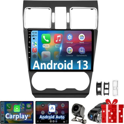 FBINSE Android 13 Car Stereo Radio Compatible with Subaru Forester WRX Impreza STi Crosstrek 2016-2018 with Wireless CarPlay Android Auto 9" Screen, 2+64G, WiFi/Bluetooth/GPS/Backup Camera