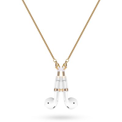 Birwiny Stylish Magnetic Anti-Lost Necklace Chain Neck-Worn Strap Compatible with AirPods 1&2 /3rd /Pro/Pro 2 Gold Cable Design