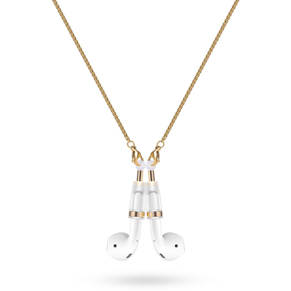 Birwiny Stylish Magnetic Anti-Lost Necklace Chain Neck-Worn Strap Compatible with AirPods 1&2 /3rd /Pro/Pro 2 Gold Cable Design
