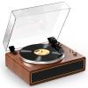 All-in-one Record Player Turntable with Built-in Speakers Vinyl Record Player Support Wireless Playback Auto Stop 33&45 RPM Speed RCA Line Out AUX in Belt-Drive Turntable for Vinyl Records Mahogany view 1
