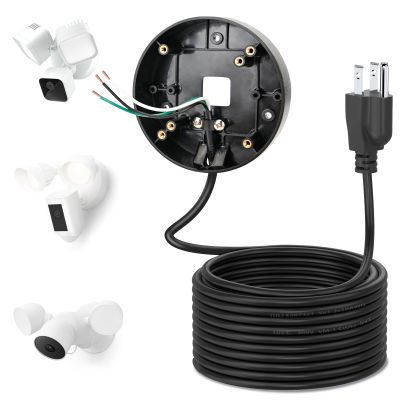 Power Cable and Plug-in Mount for Floodlight Cams Compatible with Floodlight Cam Wired Pro/Plus, Blink Wired Floodlight Camera, Electrical Box with 20ft Weatherproof Cable (2in1 Mount and Cord Set)
