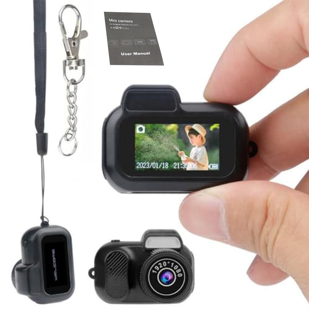 Gsnagole Keychain Camera, World's Smallest 1080P HD Mini Camera, Retro Portable Mini, 100 Mins Battery Life, for Students, Kids (No Memory Card)