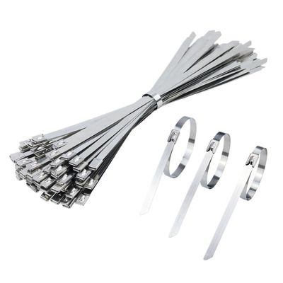 100Pcs 304 Stainless Steel Cable Ties Width 4.6mm Heavy Duty Self-Locking Multi-Purpose Metal Exhaust Wrap 100/200/300/500mm(4.6mm x 500mm)