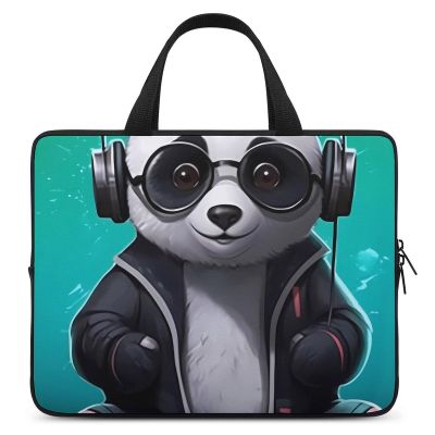 Panda Enjoy Music Cute Laptop Sleeve Case Lightweight Computer Carrying Bag 10 Inch/12 Inch/ 13 Inch/15 Inch/17 Inch