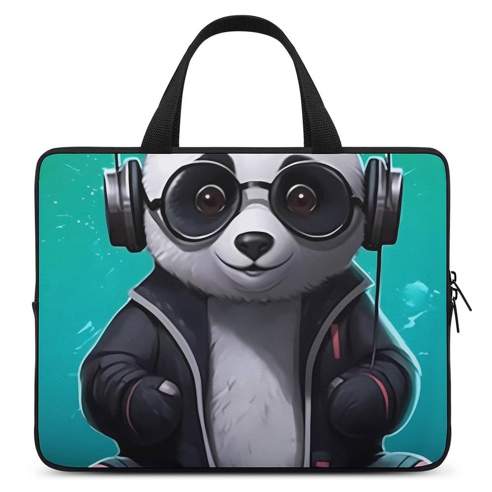 Panda Enjoy Music Cute Laptop Sleeve Case Lightweight Computer Carrying Bag 10 Inch/12 Inch/ 13 Inch/15 Inch/17 Inch