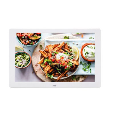 14-inch High-Definition Digital Photo Frame, Loop Playback of Pictures and Videos, Wall-Mounted Advertising Display Cabinet, Electronic Calendar Function, Essential for Home Decoration(White)