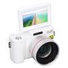 4K 48MP Digital Camera, Compact Vlogging Camera Face Detection Autofocus Anti Shake 800mAh 3in 180 Degree Flip Screen 0.45X Wide Angle Macro Lens with 32G Card for Travel (White) view 2