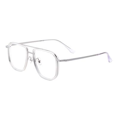 HELES Oversize Metal & TR90 Full Rim Blue Light Blocking Reading Glasses Anti-Reflection Computer Spectacles Eyeglass Reader-Clear||+0.50 Strength