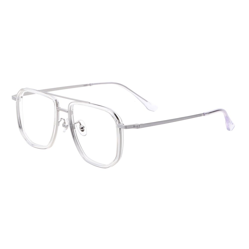 HELES Oversize Metal & TR90 Full Rim Blue Light Blocking Reading Glasses Anti-Reflection Computer Spectacles Eyeglass Reader-Clear||+0.50 Strength