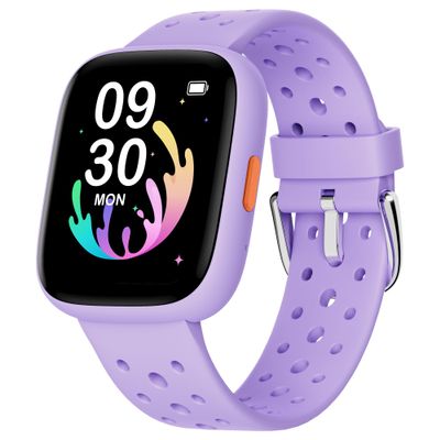 BIGGERFIVE Smart Watch for Kids No APP No Phone Needed, 1.8" Fitness Tracker Watch Pedometer, Heart Rate, Sleep Monitor, IP68 Waterproof, Step Counter, Puzzle Games for Girls Teens 5-16, Lilac