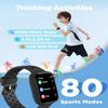 BIGGERFIVE Smart Watch for Kids, 1.8" Fitness Tracker Watch Pedometer, Heart Rate, Sleep Monitor, IP68 Waterproof, Calorie Step Counter, Puzzle Games with/Without APP for Girls Boys Teens 5-16, Black view 3