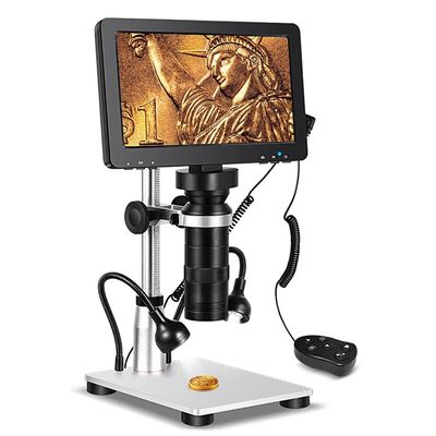 HJHYF2 Digital Microscope, 1200X Magnification, 12MP Video Microscope, Wired Remote, 7 Inch Screen, Adjustable LED Lights, Windows & Mac OS Compatible