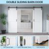 64" x 84" (Double 32" x 84" Doors) H Frame White Barn Door Easy Assembly view 3