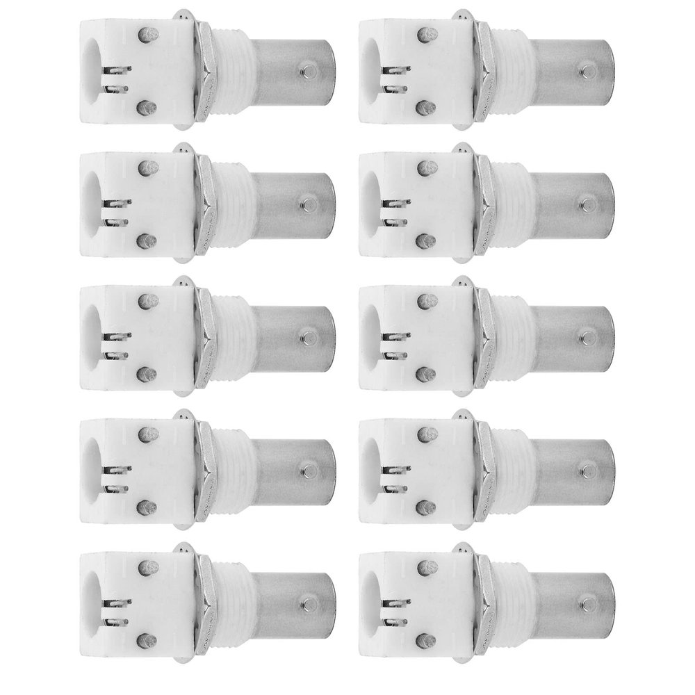 10pcs 90 Degree White PCB BNC Connector Board 2P Adapter for CCTV Systems, Suitable for low frequency with good oxidation and stable conductivity
