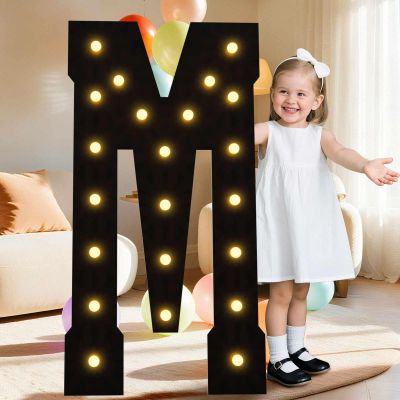 LOBOOM Giant Marquee Light Up Letters M, Large Mosaic Letters Sign 4 Feet Tall for Birthday Party Grad Prom Party Decoration Wedding Event Baby Shower