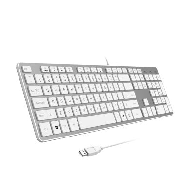 B.FRIENDIT Wired USB Keyboard, Comfortable Quiet Chocolate Keys, Durable Ultra-Slim Computer Keyboard Wired(QWERTY) for PC, Windows 11/10/8/7/XP/Vista KB1430 (Silver, Wired Keyboard for Windows)