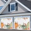 Sage Green Pumpkin Garage Door Banner Cover Decorations,Thanksgiving White Orange Flower Leaf Large Outdoor Hanging Garage Door Covers Christmas Thanksgiving Halloween Holiday Wall Backdrop,6.8x16ft view 3