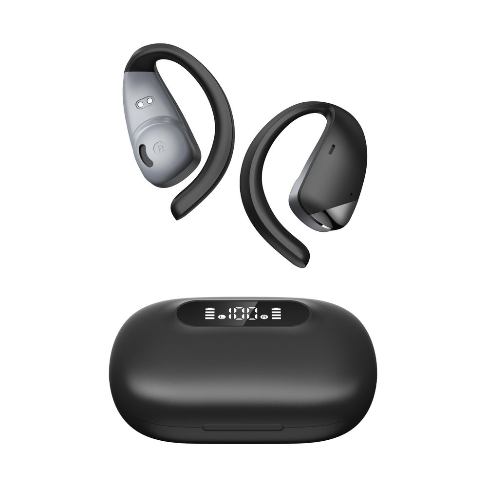 Open Ear Earbuds - Bluetooth 5.3 Wireless Earbuds with Earhooks for 48H Long Time Playback, Superior HiFi Stereo Sound,LED Digital Display,ENC Call Noise Reduction,Sweatproof Workout Headphones