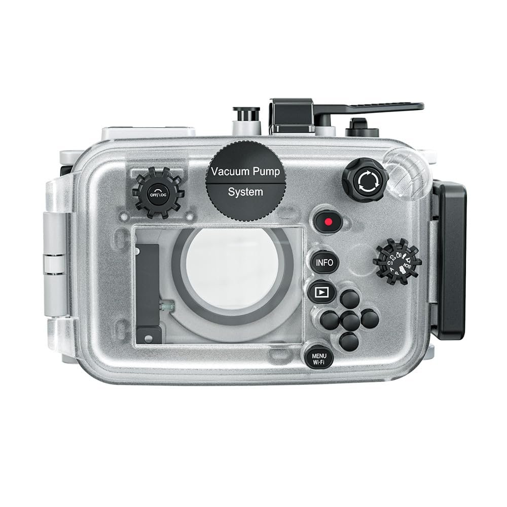 Mcoplus 60m/195ft Professional Underwater Camera Scuba Case Waterproof Diving Housing for Om System tg7 Olympus Tough TG-7 (White)