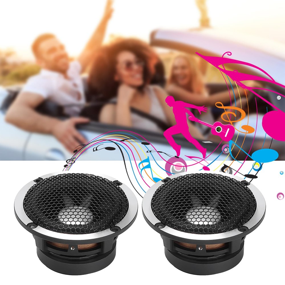 3in Car Midrange Speaker 100W Maximum Power Silver Black Universal Design