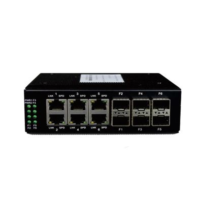 BAISULI Industrial Din Rail Switch Gigabit Ethernet Din Rail 6 Port Gigabit Ethernet Industrial Ring Network Switch with 6 SFP Fiber