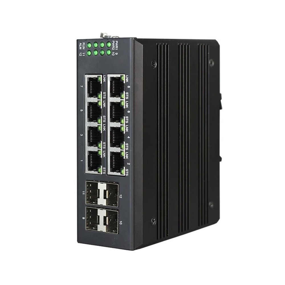 BAISULI Industrial Din Rail Switch Gigabit Ethernet L2 Switch Industriel Managed Din Rail 8 Port Gigabit Ethernet Industrial Switch with 4 SFP