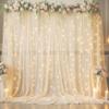 10ft x 10ft Champagne Chiffon Backdrop Curtain with Lights String for Parties,2 Panels Sheer Chiffon Curtain Wedding Backdrop with Lights for Baby Shower Birthday Ceremony Reception Home Decorations view 1
