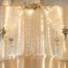10ft x 10ft Champagne Chiffon Backdrop Curtain with Lights String for Parties,2 Panels Sheer Chiffon Curtain Wedding Backdrop with Lights for Baby Shower Birthday Ceremony Reception Home Decorations view 4