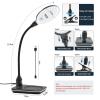 10X 15X Magnifier with Light and Stand, 2-in-1 Large Magnifier Lamp with Clamp, 3 Color Stepless Dimming, 360 Flexible Gooseneck Hands-Free Magnifying Light for Close-Up Work, Crafts, Hobbies view 3