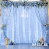 10ft x 10ft Baby Blue Chiffon Backdrop Curtain with Lights String for Parties,2 Panels Sheer Tulle Curtain Wedding Photo Backdrop with Lights for Baby Shower Birthday Party Ceremony Home Decorations view 1