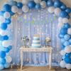 10ft x 10ft Baby Blue Chiffon Backdrop Curtain with Lights String for Parties,2 Panels Sheer Tulle Curtain Wedding Photo Backdrop with Lights for Baby Shower Birthday Party Ceremony Home Decorations view 2
