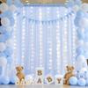 10ft x 10ft Baby Blue Chiffon Backdrop Curtain with Lights String for Parties,2 Panels Sheer Tulle Curtain Wedding Photo Backdrop with Lights for Baby Shower Birthday Party Ceremony Home Decorations view 3