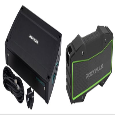 Audiosavings Bundle: Kicker 51KXMA15001 1500 Watt Marine Mono Amplifier Sub Amp Class Bundle with Rockville Rock Everywhere Portable Bluetooth Speaker/Waterproof/Wireless Link (2 Items)