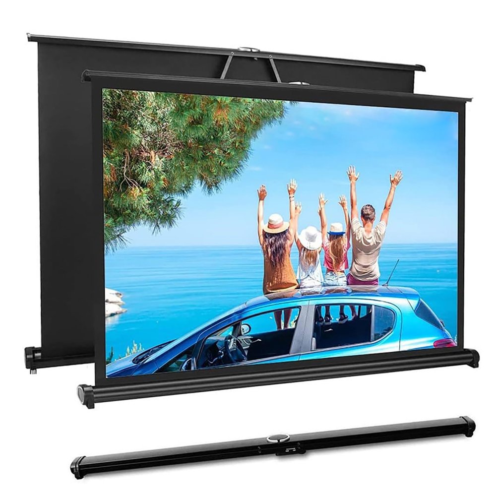 Desk Top Projection Screen, Pull Down Projector Screen, 40-50 inch Indoor Outdoor PVC Floor Standing Mobile Video Projection Screen 16:9/4:3 for Home Cinema, School Meetings(4:3 50in)