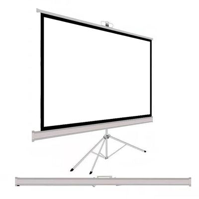 Portable Projector Screen Tripod Stand Wrinkle-Free Height Adjustable Mobile Projection Movie Screen for Indoor & Outdoor, Tripod Automatic Spring Loaded Rolling, White Matte Canvas(72in)