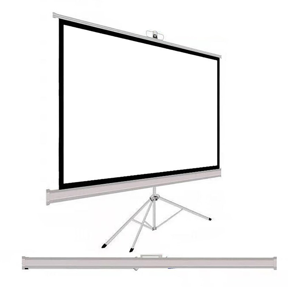Portable Projector Screen Tripod Stand Wrinkle-Free Height Adjustable Mobile Projection Movie Screen for Indoor & Outdoor, Tripod Automatic Spring Loaded Rolling, White Matte Canvas(72in)